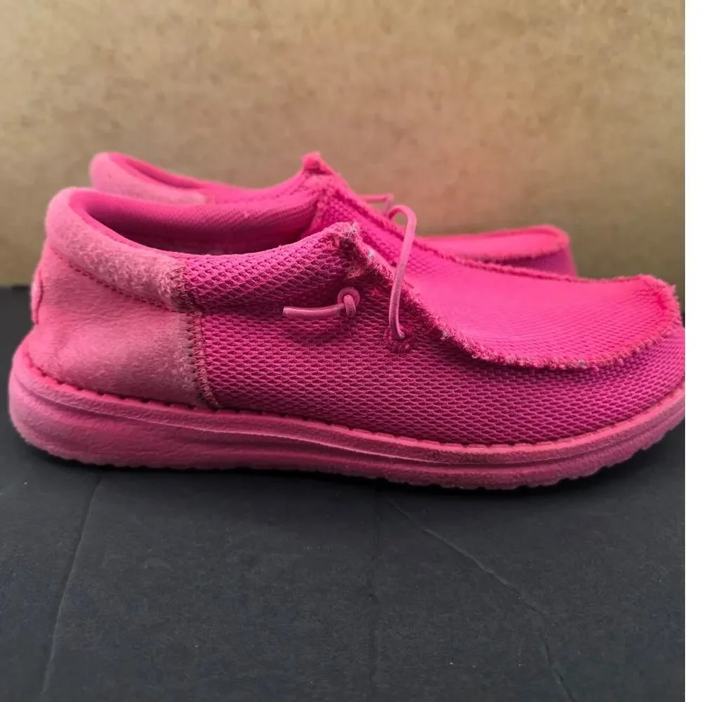 Hey Dude Wally Funk Mono vibrant electric pink color Size 4